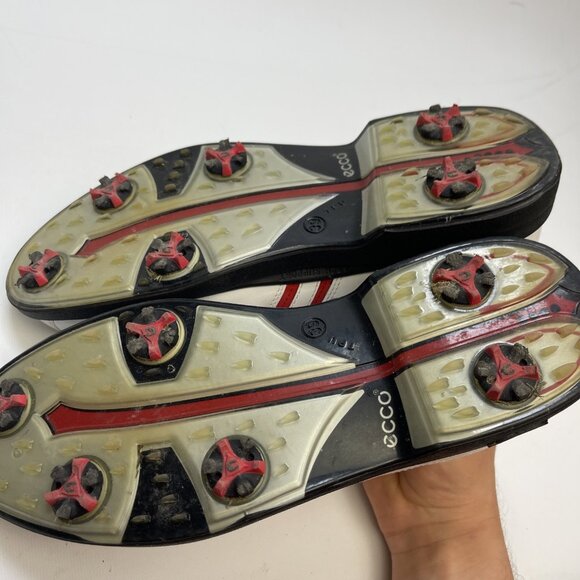 Ecco Womens White/ Red Golf Shoes Size 39 Euro Leather Uppers Shoe Sports - Picture 6 of 15
